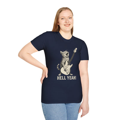 Cat Rocking-Out With Guitar, Hell Yeah!, T-Shirt.