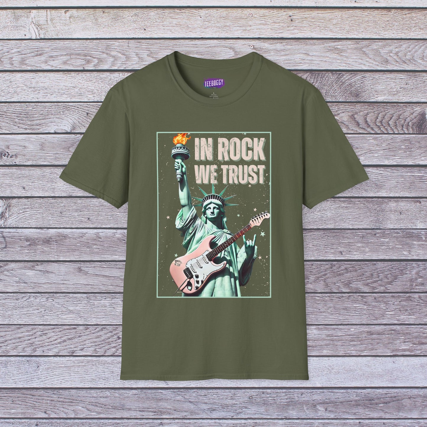 Patriotic Rock T-Shirt - 'In Rock We Trust' | Softstyle