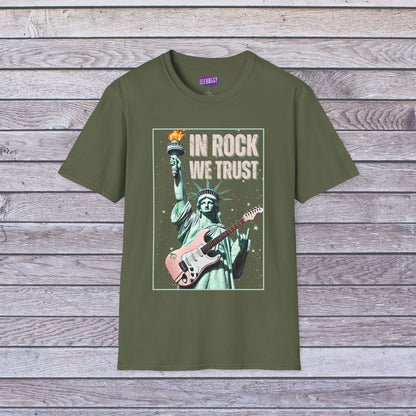 Patriotic Rock T-Shirt - 'In Rock We Trust' | Softstyle