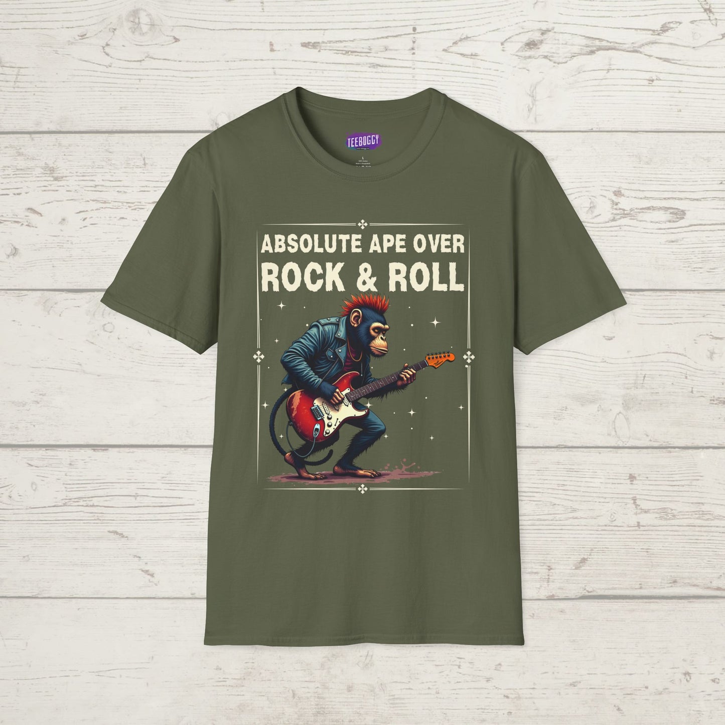 Funny Rocker Monkey Unisex T-Shirt - Absolute Ape Over Rock & Roll