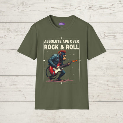 Funny Rocker Monkey Unisex T-Shirt - Absolute Ape Over Rock & Roll