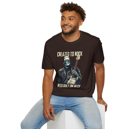Crafted To Rock, With Bolt-on Neck, Frankenstein With Guitar, T-Shirt.