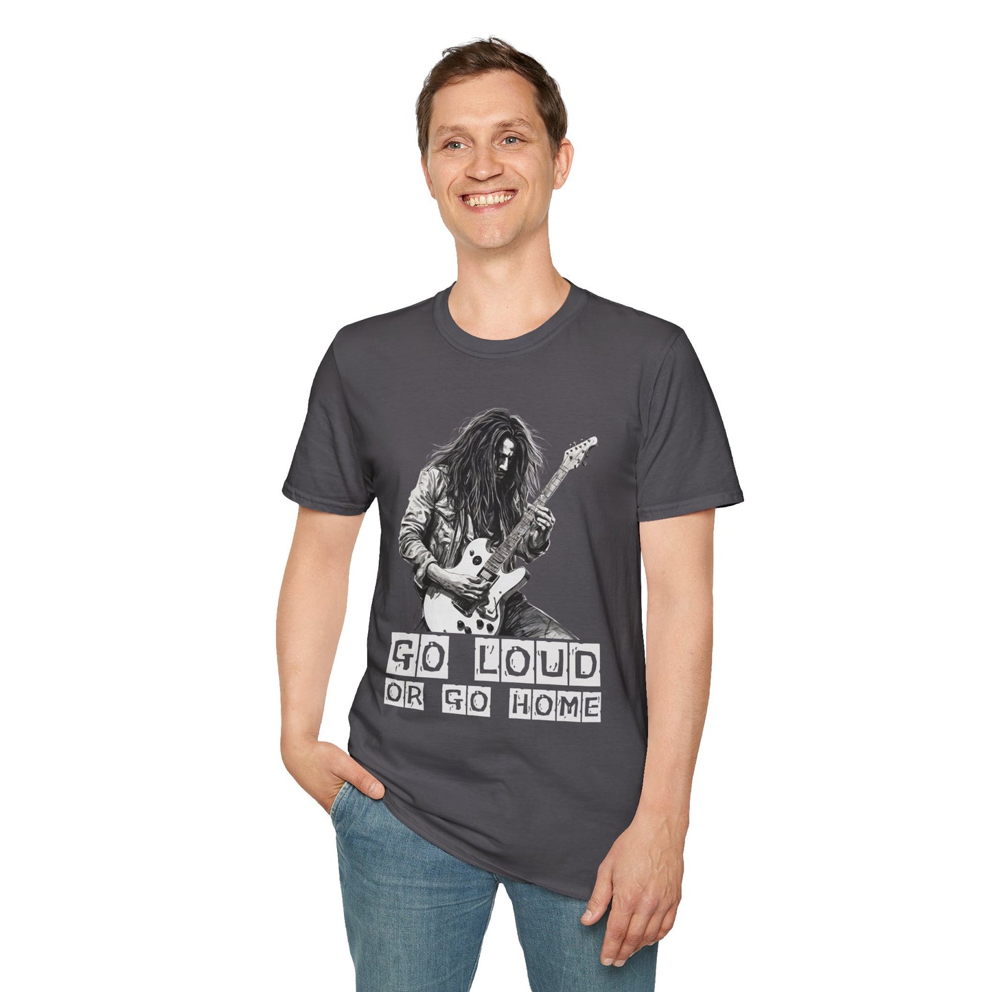 Guitarist Shredding Unisex T-Shirt - 'Go Loud or Go Home'