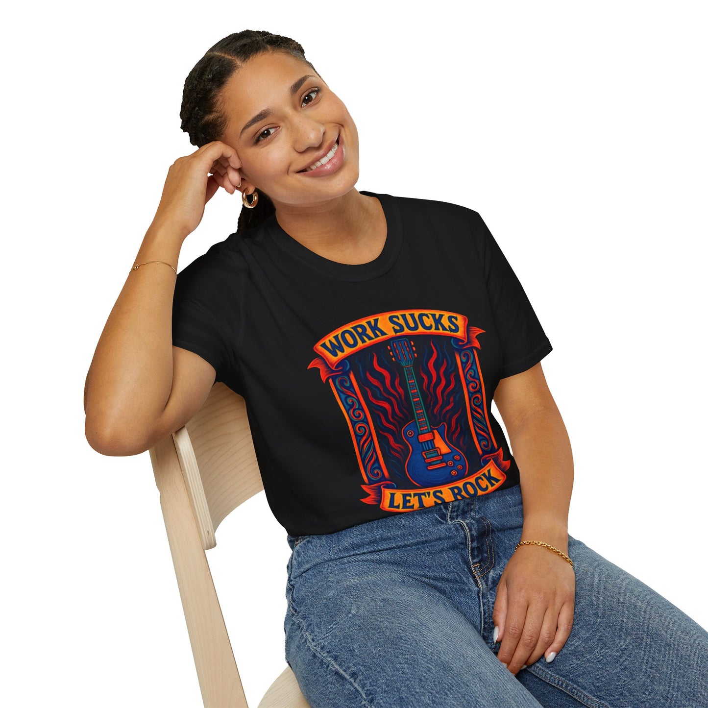 Work Sucks, Let’s Rock T-Shirt — Rock Guitar Graphic Tee