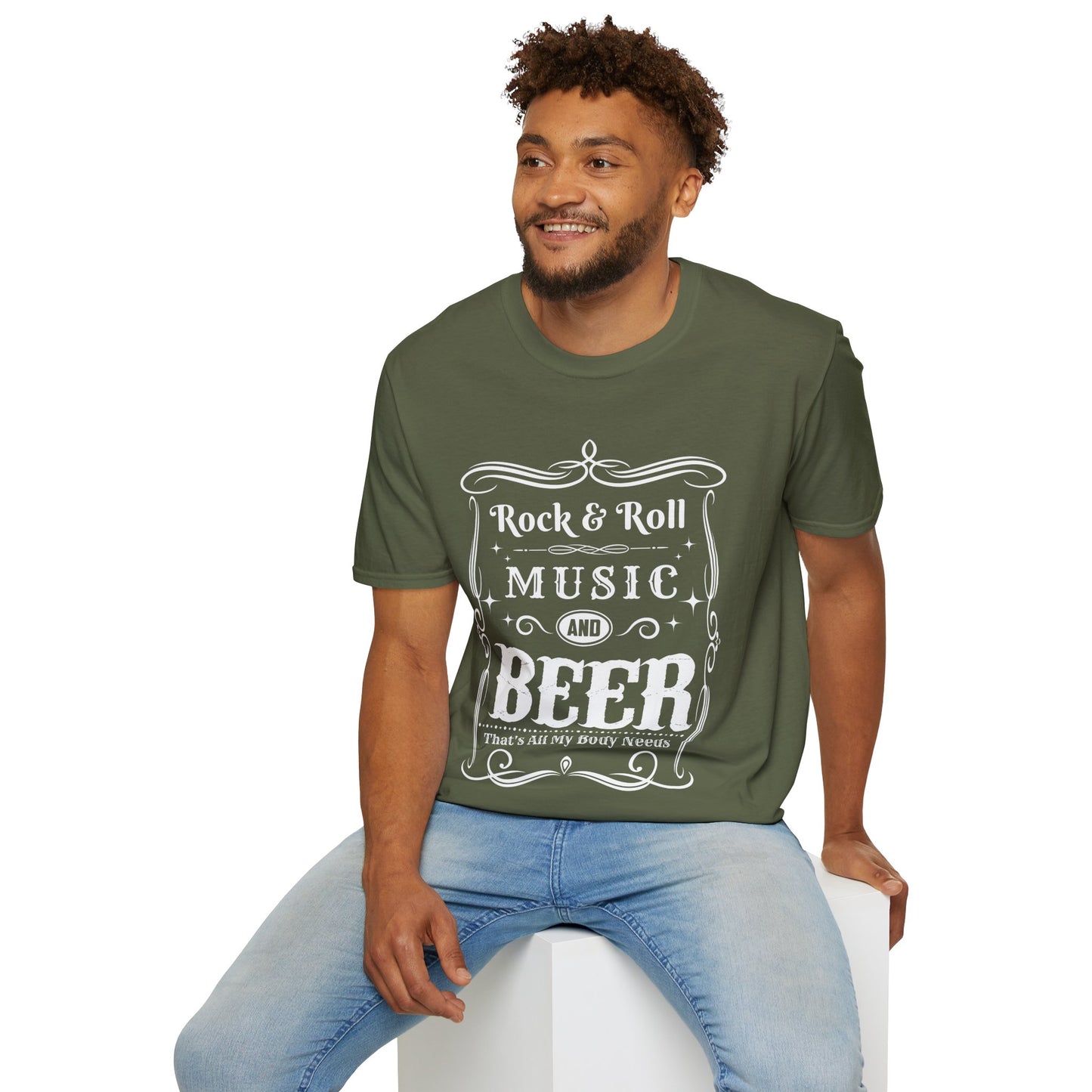 Rock & Roll Music & Beer, Softstyle T-Shirt