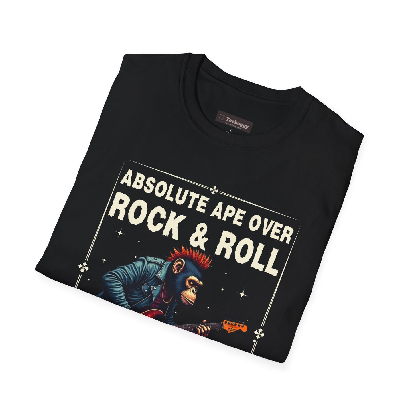 Rocker Chimp T-Shirt — "Absolute Ape, Over Rock and Roll"