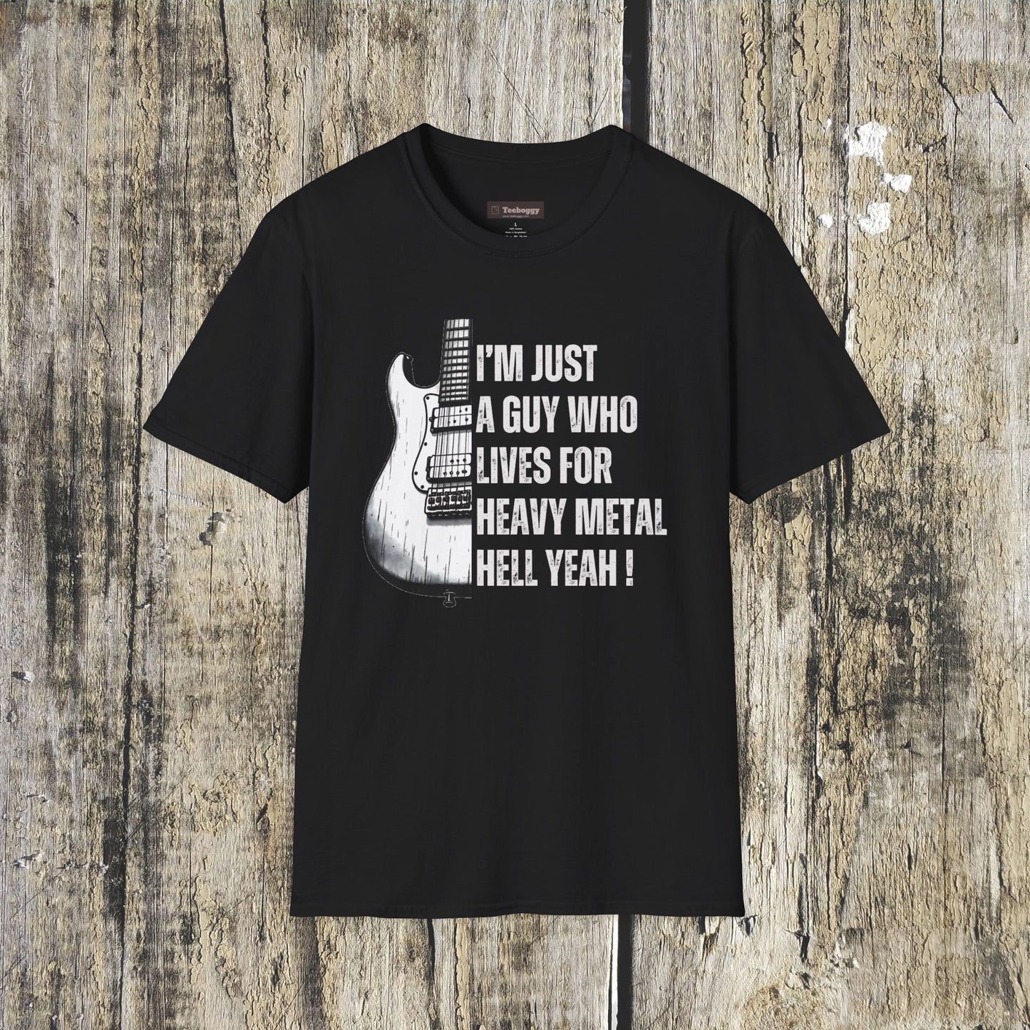 I'm Just A Guy Who Lives For Heavy Metal T-Shirt — Rock Guitar Graphic Tee
