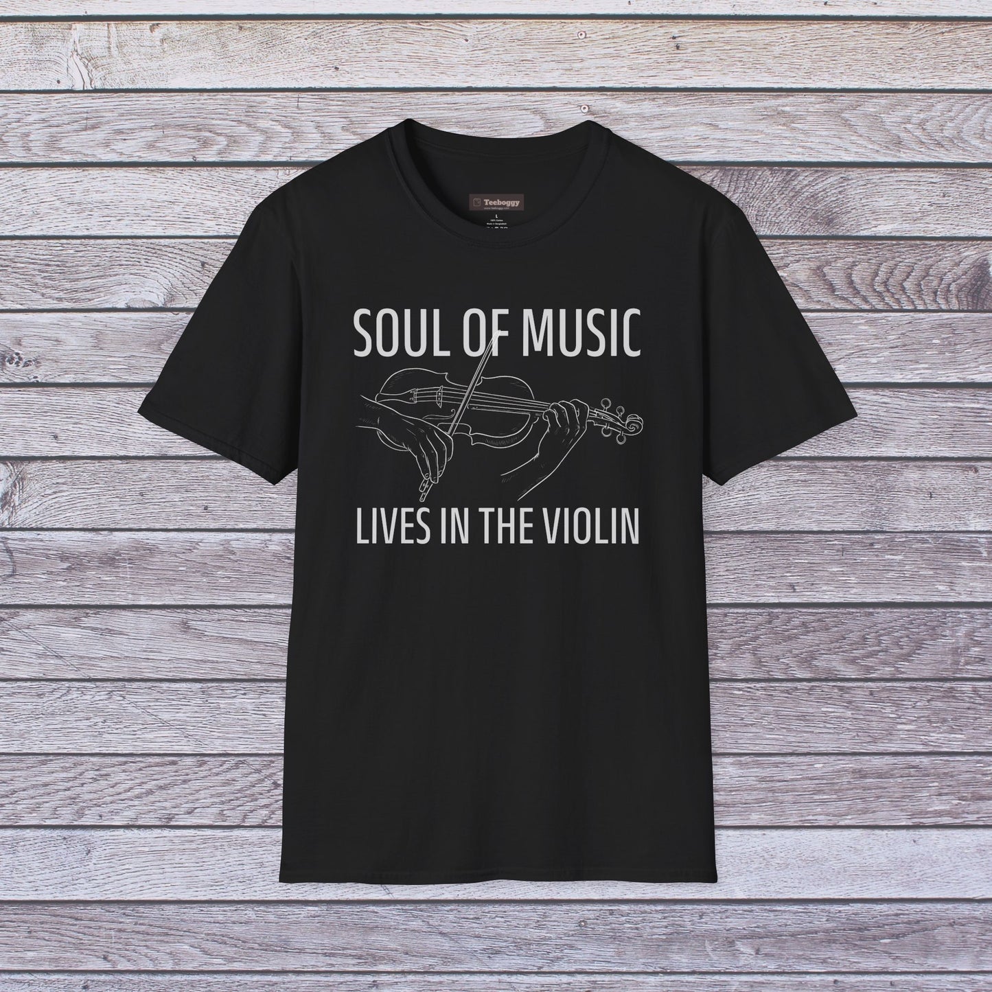Violin Line Art Tee — "Soul of Music Lives in the Violin"