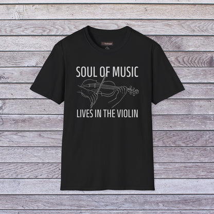 Violin Line Art Tee — "Soul of Music Lives in the Violin"