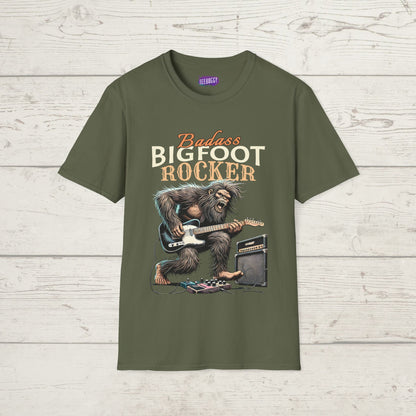 Sasquatch Rocker T-Shirt - Badass Bigfoot Guitar Tee