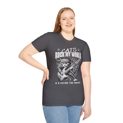Rocker Cat T-Shirt - Cat Rock My World - R U Feline The Music