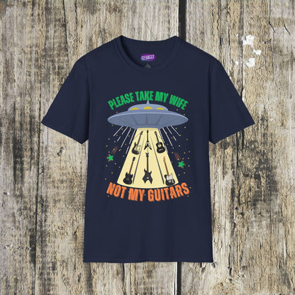 Alien Spaceship Abducting Guitars T-Shirt