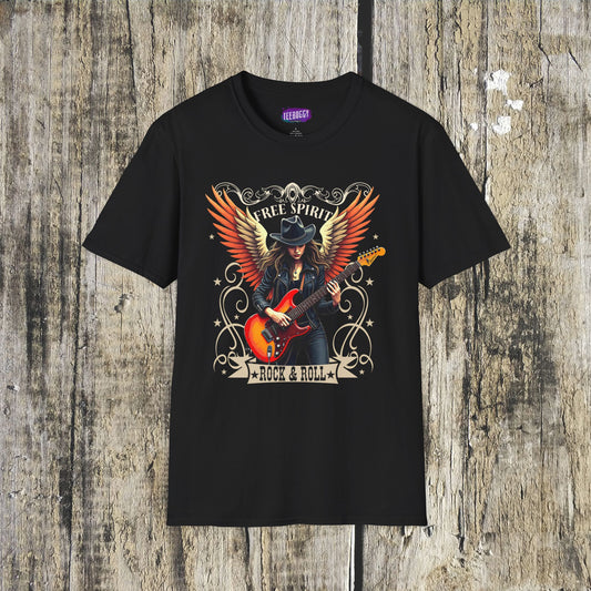 Rock & Roll Winged Guitar Girl T-Shirt