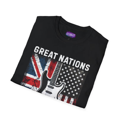 Graphic T-Shirt - UK & USA Flags - Great Nations Make Great Music