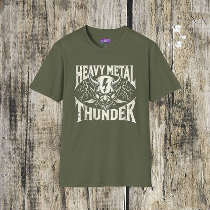 Heavy Metal T-Shirt with Devil's Horns & Thunder Bolt Design