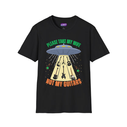 Alien Spaceship Abducting Guitars T-Shirt