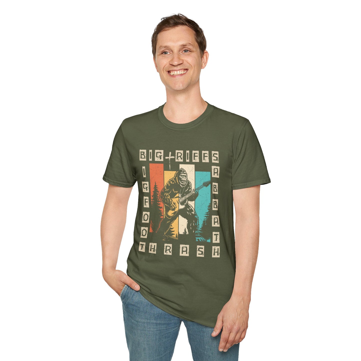 Bigfoot Guitar Graphic T-Shirt — Heavy Metal Wilderness Band Tee