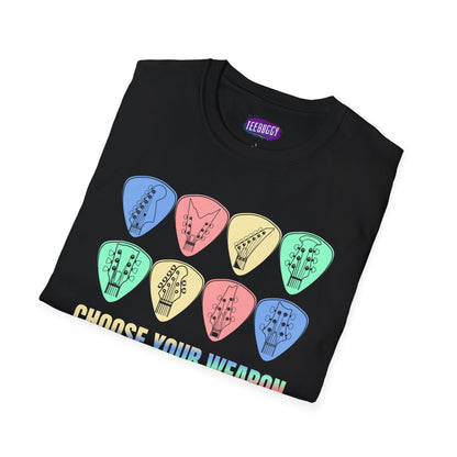 Guitar Plectrum T-Shirt - Choose Your Weapon
