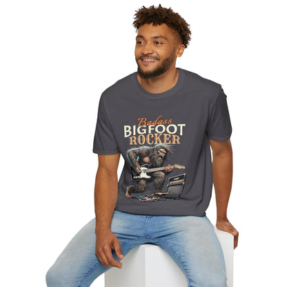 Sasquatch Rocker T-Shirt - Badass Bigfoot Guitar Tee
