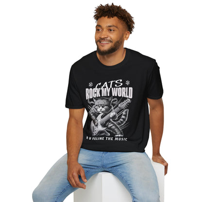Rocker Cat T-Shirt - Cat Rock My World - R U Feline The Music