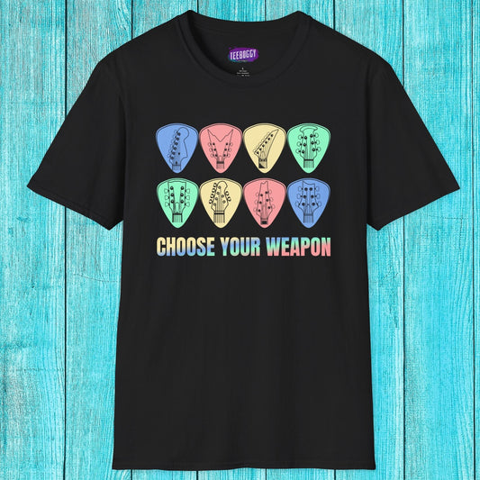 Guitar Plectrum T-Shirt - Choose Your Weapon
