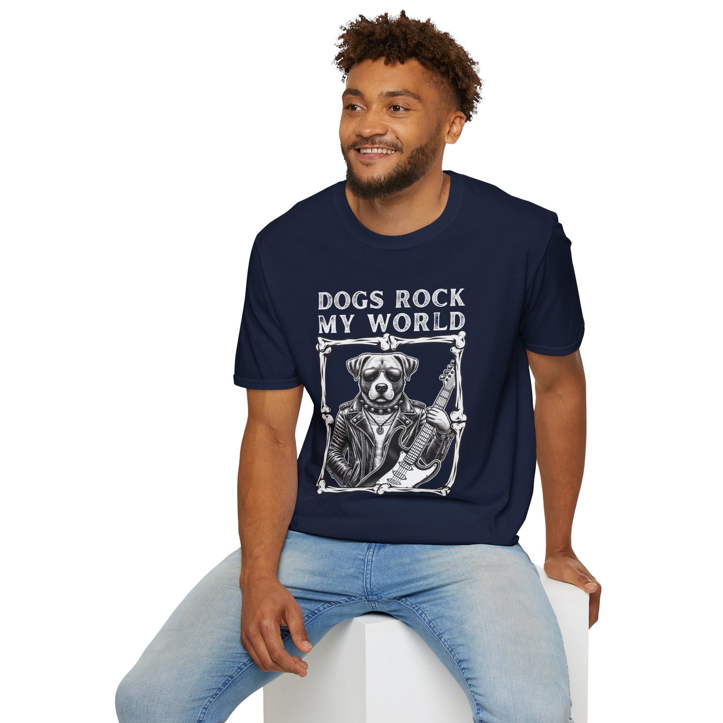 Dogs Rock My World, T-Shirt — Rock & Roll Dog Graphic Tee
