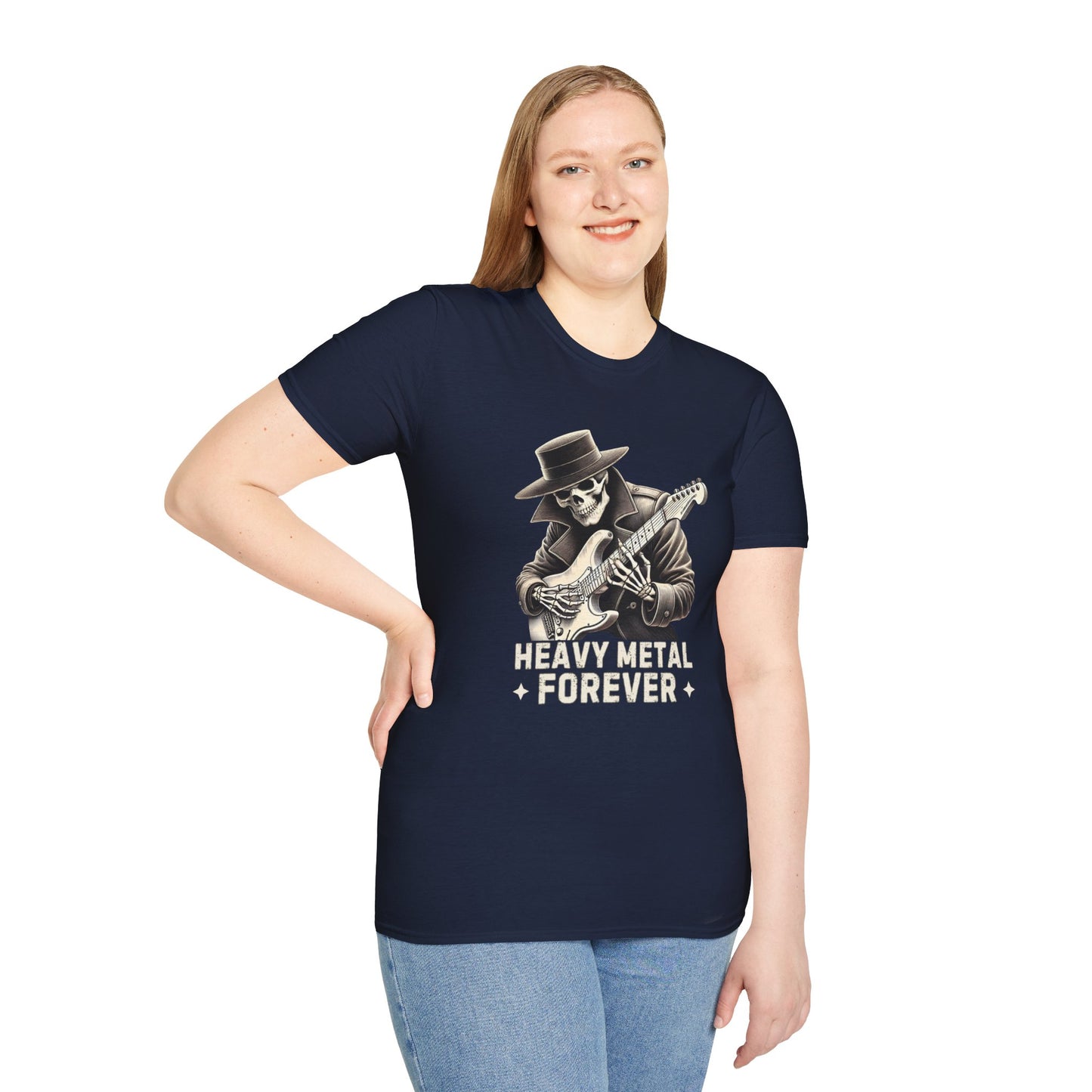 Heavy Metal Forever T-Shirt — Skeleton Rocker Guitar Tee