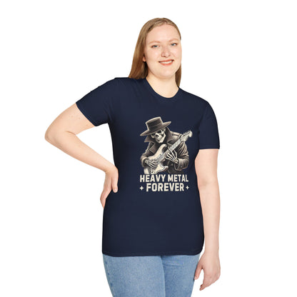 Heavy Metal Forever T-Shirt — Skeleton Rocker Guitar Tee