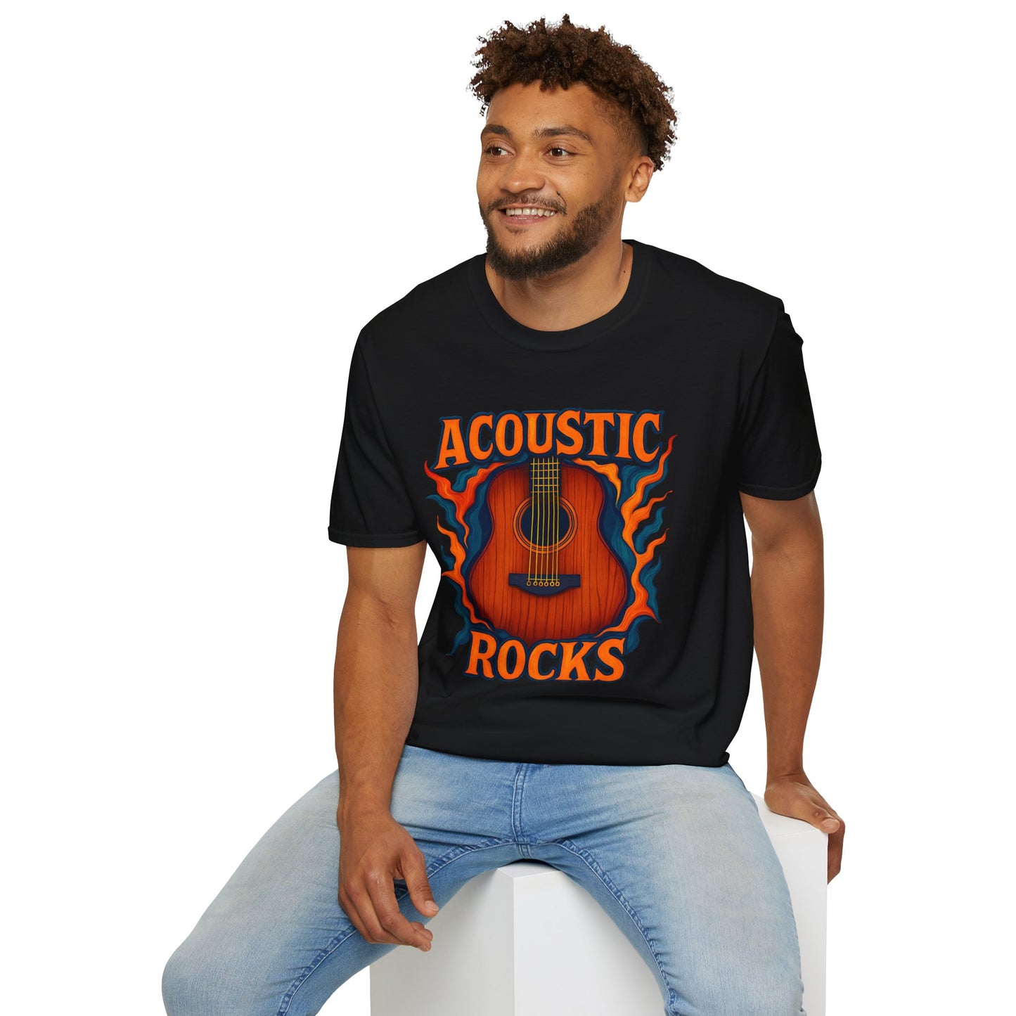 Acoustic Guitar T-Shirt — "Acoustic Rocks" Folk & Rock Tee