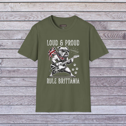 British Bulldog Rock T-Shirt — "Loud & Proud, Rule Brittania"