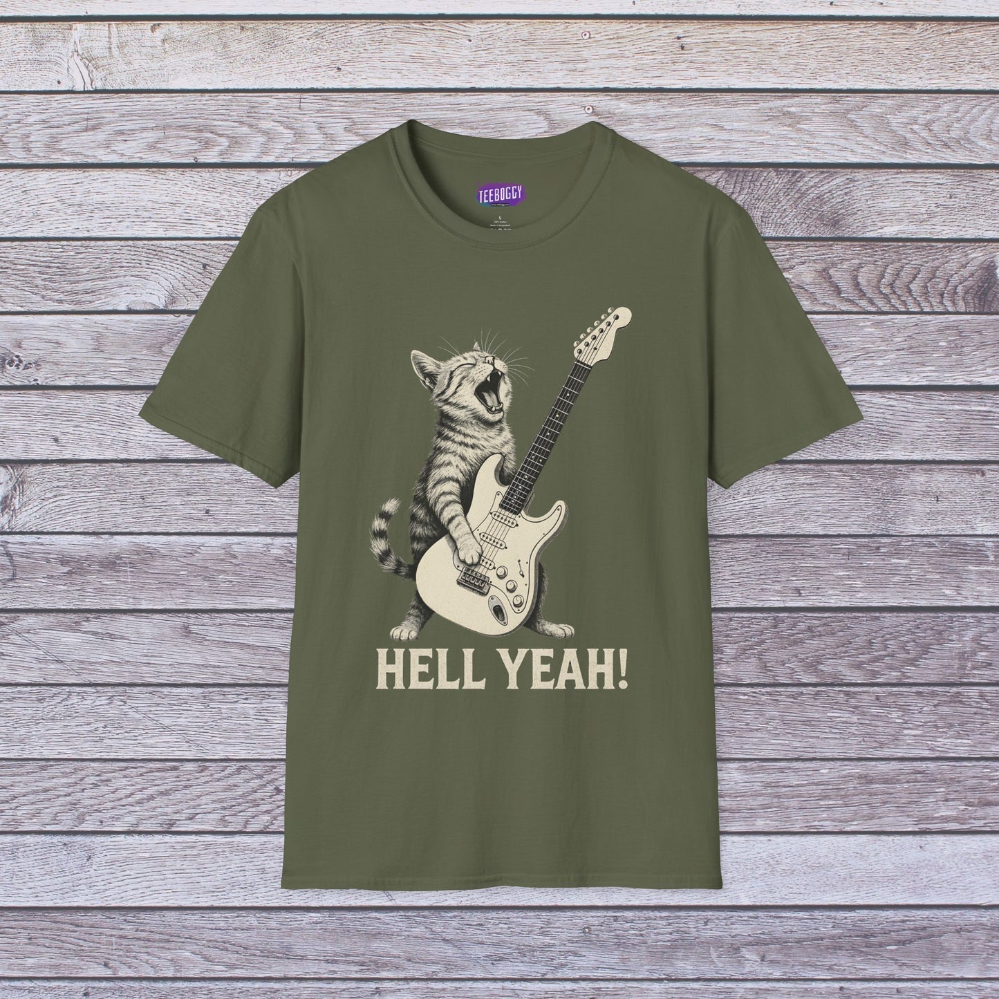 Cat Rock Unisex T-Shirt - Hell Yeah Guitarist Tee
