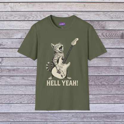 Cat Rock Unisex T-Shirt - Hell Yeah Guitarist Tee