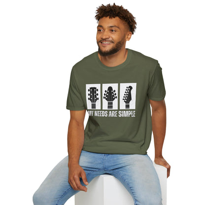 Guitar Headstocks Tee — "My Needs Are Simple!"