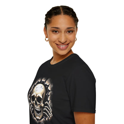 Skull Ripping Through T‑Shirt — Horror Metal Graphic Tee