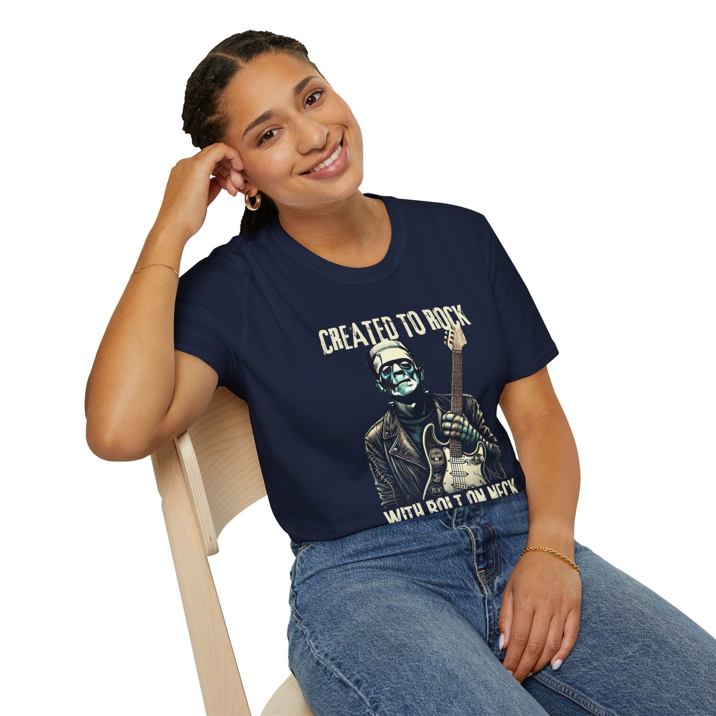 Crafted To Rock, With Bolt-on Neck, Frankenstein With Guitar, T-Shirt.