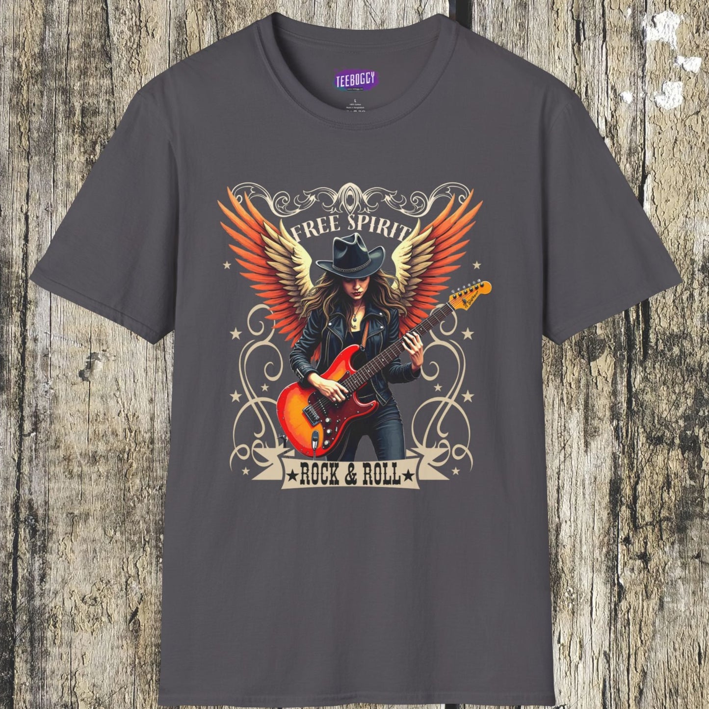 Rock & Roll Winged Guitar Girl T-Shirt