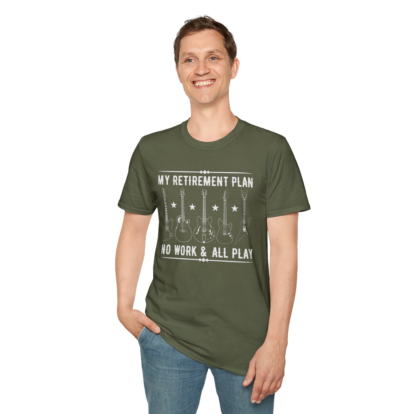 Guitar Types Unisex T-Shirt - My retirement plan, no work & all play