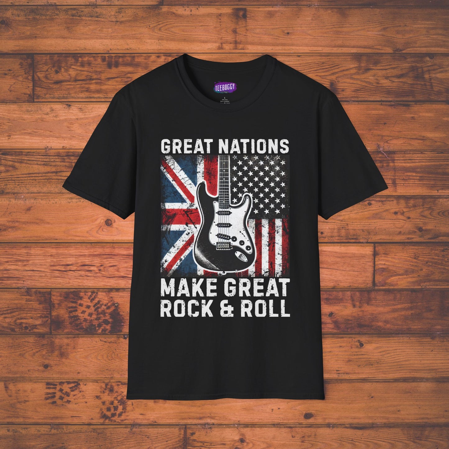 Graphic T-Shirt - UK & USA Flags - Great Nations Make Great Music