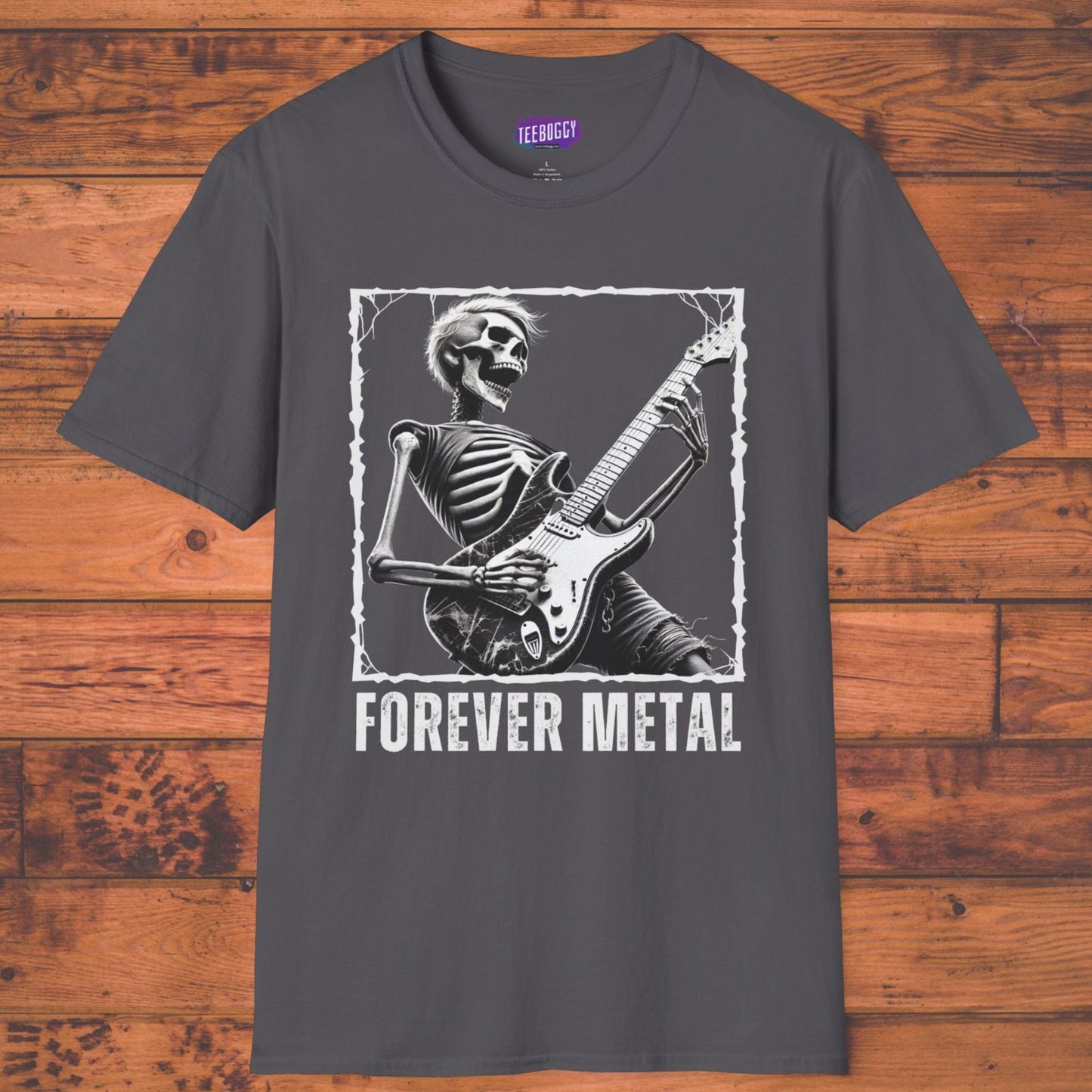 Guitar Metal T-Shirt - Skeleton Rocking Out