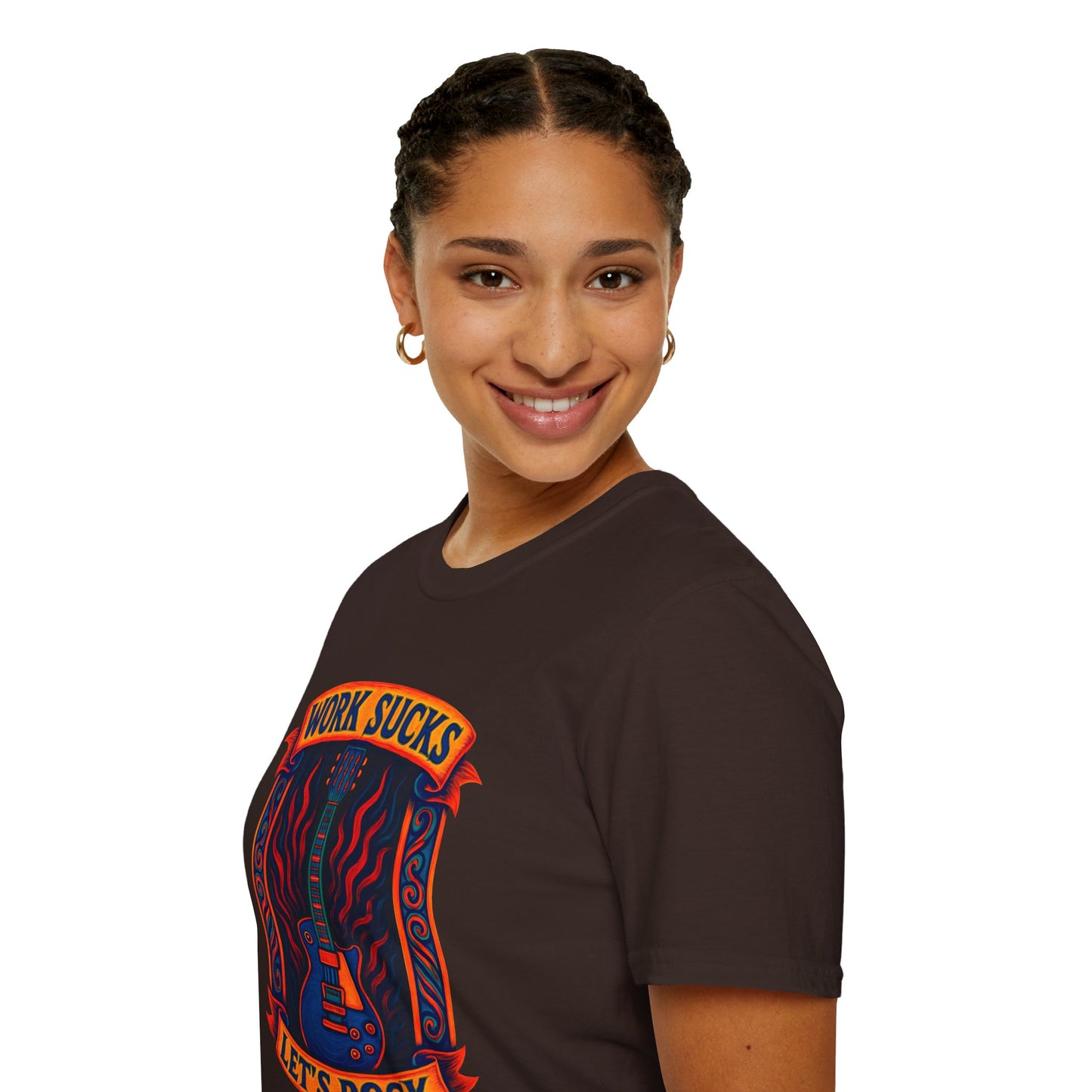 Work Sucks, Let’s Rock T-Shirt — Rock Guitar Graphic Tee
