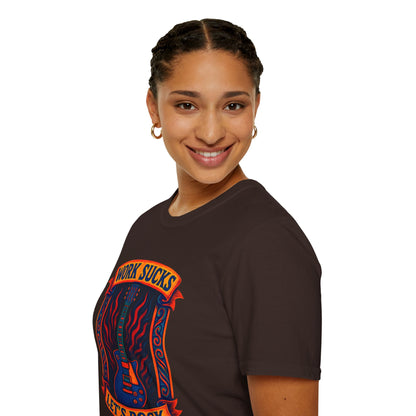 Work Sucks, Let’s Rock T-Shirt — Rock Guitar Graphic Tee