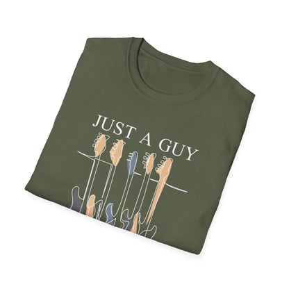 T-Shirt — "Just a Guy Who Loves Guitars" Guitar Lover Tee