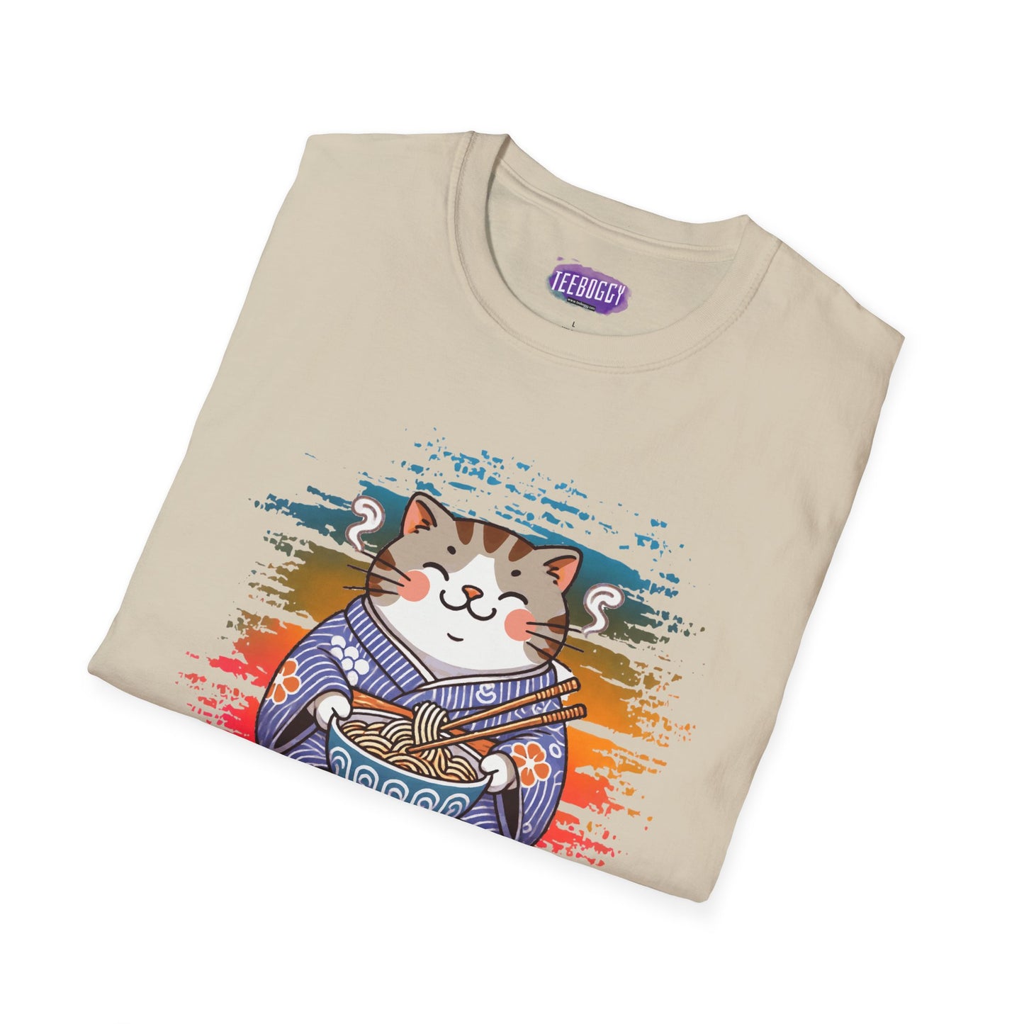 Cat Kimono T-Shirt with Love & Peace Japanese Calligraphy