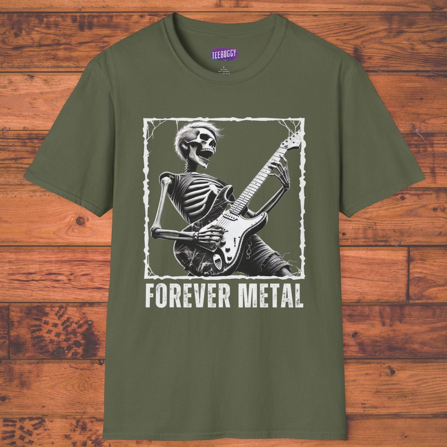 Guitar Metal T-Shirt - Skeleton Rocking Out