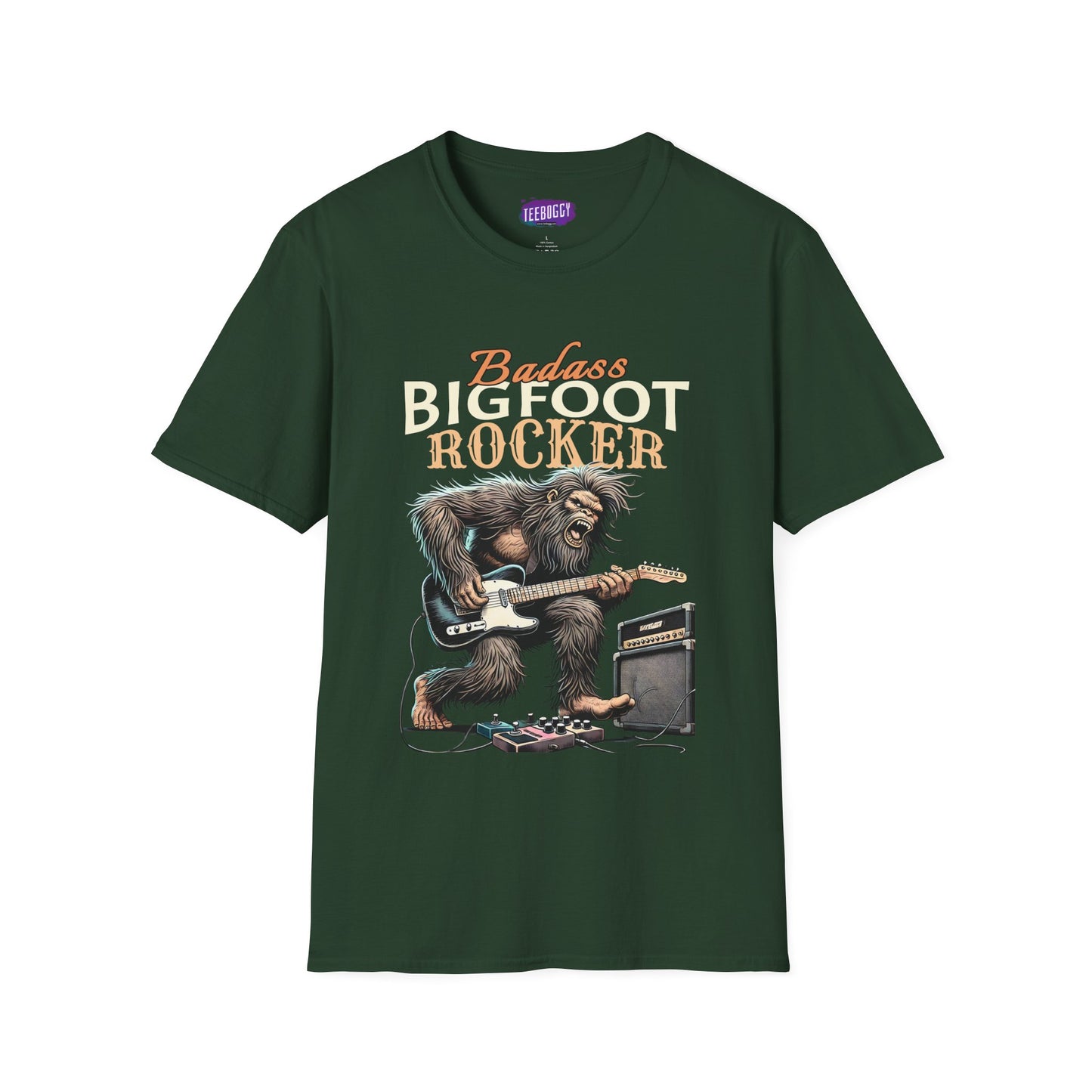 Sasquatch Rocker T-Shirt - Badass Bigfoot Guitar Tee