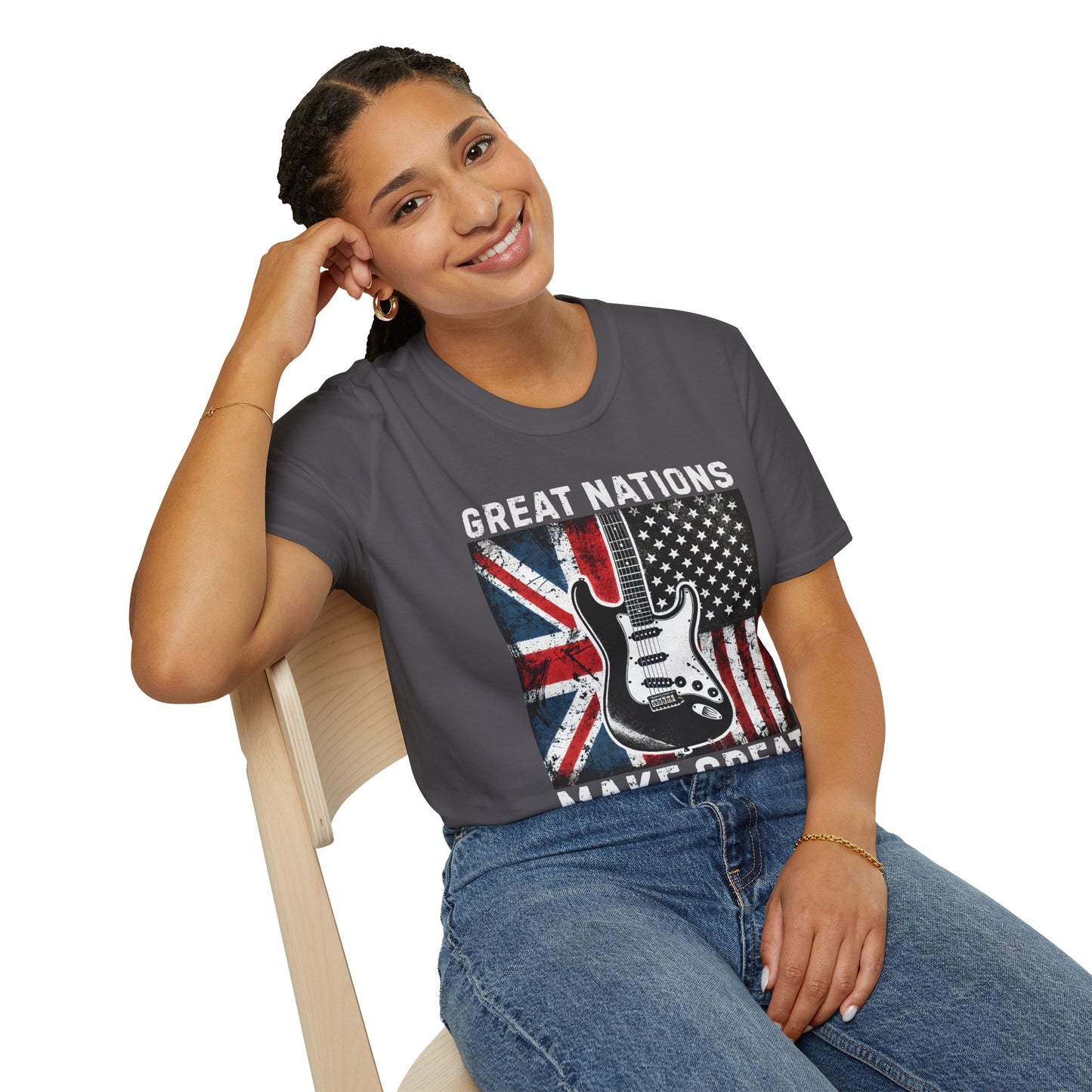 Graphic T-Shirt - UK & USA Flags - Great Nations Make Great Music