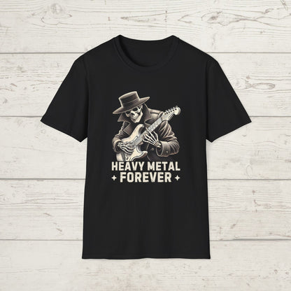 Heavy Metal Forever T-Shirt — Skeleton Rocker Guitar Tee