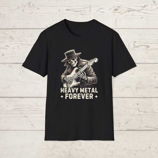 Heavy Metal Forever T-Shirt — Skeleton Rocker Guitar Tee