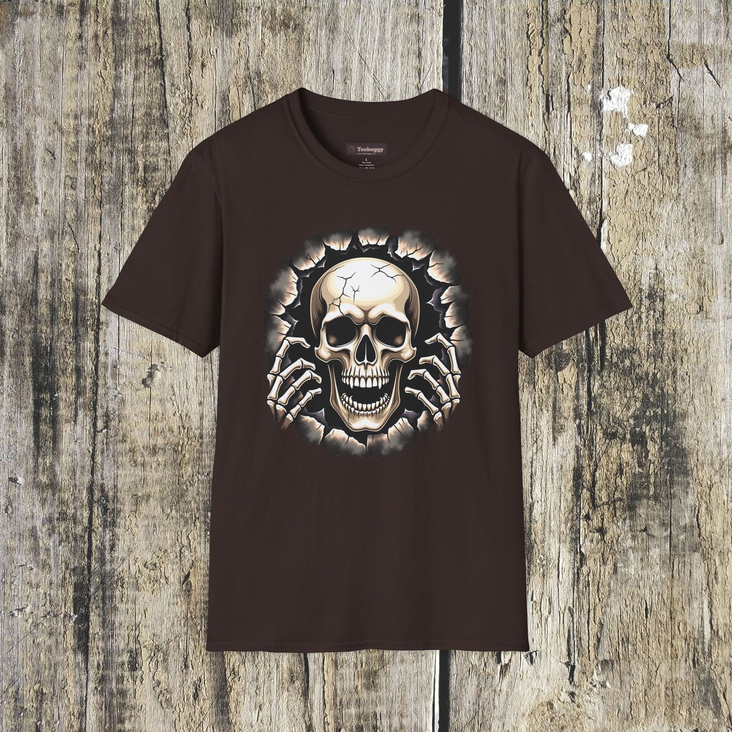 Skull Ripping Through T‑Shirt — Horror Metal Graphic Tee
