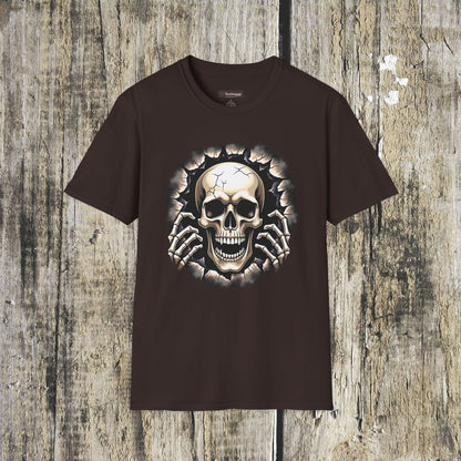 Skull Ripping Through T‑Shirt — Horror Metal Graphic Tee
